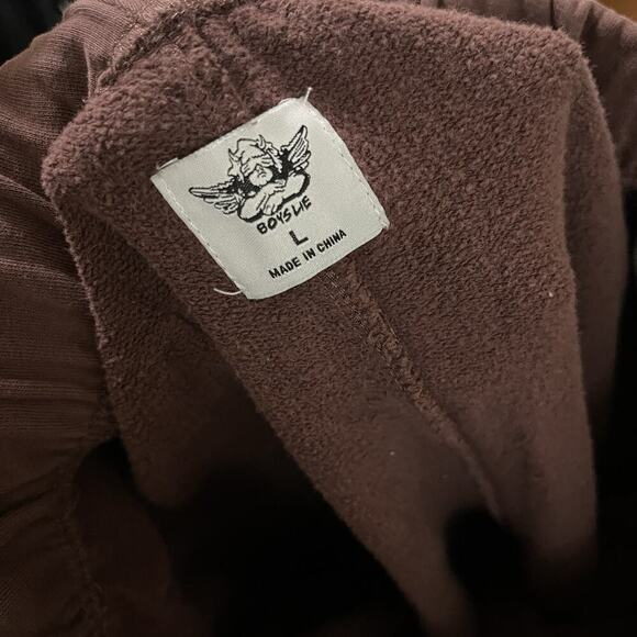 BOYS LIE hatchet cemetery maroon logo jogger sweatpants size Large - Picture 5 of 6